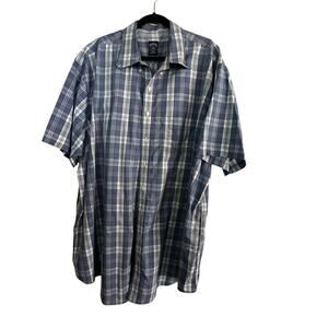 Brooks Brother Men's Blue White Plaid Print Short Sleeves Button Down Shirt 3XLT